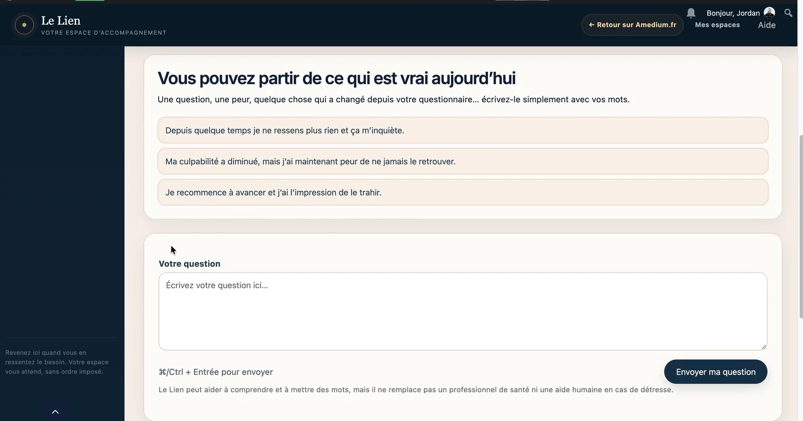 Poser une question dans Le Lien